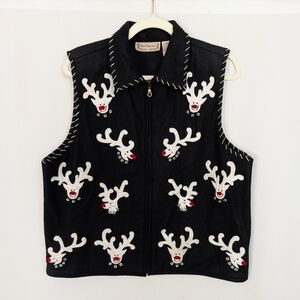New Directions Reindeer Wool Christmas Vest